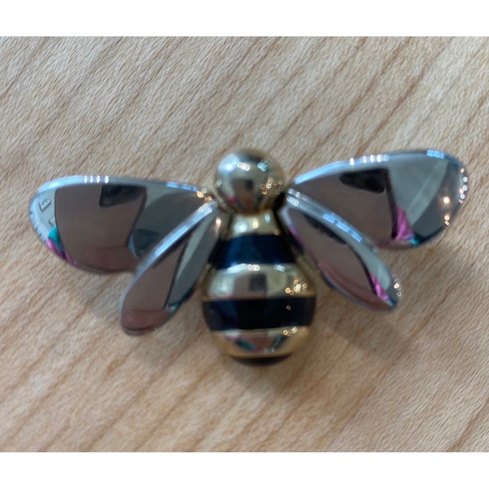 Vintage LC Signed Bumble Bee Brooch Gold Silver Tone Insect Pin 1.75 Inch